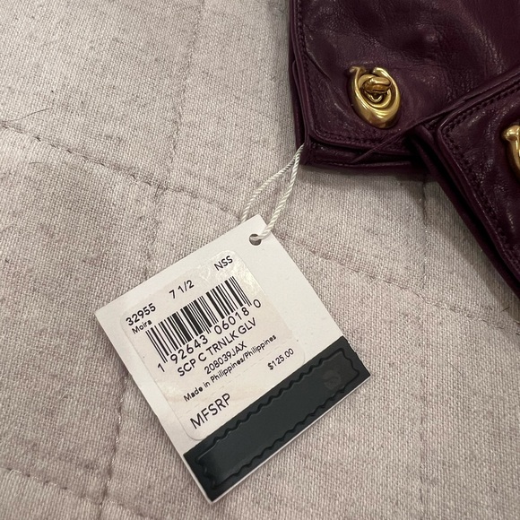 Coach Purple Leather Gloves BNWT - Picture 2 of 4